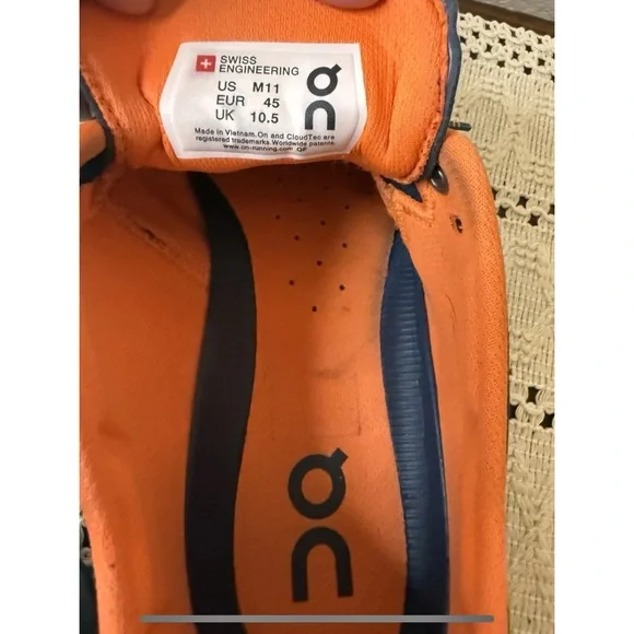 On Running Cloud X Men’s Shoes – Navy Blue & Orange – Size US 10.5 - Picture 7 of 8